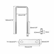 スクエアUボルト 304ステンレス鋼 42 mm内幅 120 mm長さ M8 Uクランプボルト ナットとプレート付き ボートトレーラー用_画像2