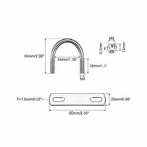 ラウンドUボルト 304ステンレス鋼 35 mm内幅 60 mm長さ M8 Uクランプボルト ナットとプレート付き ボートトレーラー用_画像2