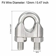 ワイヤーロープクリップクランプ 316ステンレス鋼 直径12 mmケーブル用 3パック_画像2