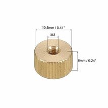 ローレットつまみナット M3 x D10.5 mm x H6 mm 真鍮 ローレットナット フラットヘッドブラインドホールロック 調整ナット_画像2