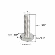 T-スロットボルト Tスロットドロットスタッドスライドボルト T形ネジ 5個入り M5x20mm 304ステンレス鋼_画像2