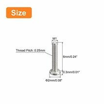 フラットラウンド頭ネジ 304ステンレス鋼 プラスドライブ機械ネジ ハードウェアファスナー 家具接続用 M1-0.25 x 6 mm_画像2