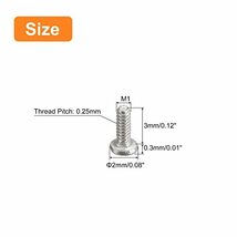 フラットラウンド頭ネジ 304ステンレス鋼 プラスドライブ機械ネジ ハードウェアファスナー 家具接続用 M1-0.25 x 3 mm_画像2