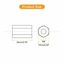 カプラーナット 六角スレッドロッド カーボンスチール製 家具 工場用 M6x10x20mm 5個入_画像2