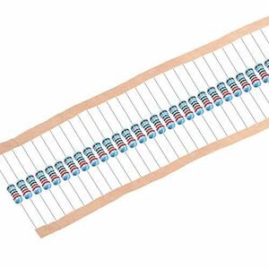 5色バンド金属膜抵抗器 0.5W 220オーム 許容差1％ 単一固定抵抗器 100個入り