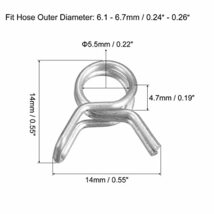 ダブルワイヤースプリングホースクランプ 304ステンレス鋼 燃料ライン シリコーンチューブ スプリングクリップ 内径5.5 mm_画像2