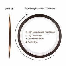 ポリイミド高温テープ 耐熱昇華ポリプロピレンテープ 高温テープ 回路基板 保護 250C-300C 全長30m テープ幅3_画像2
