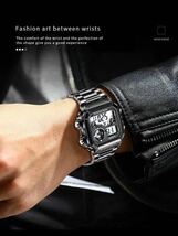 【新品】LIGE スポーツウォッチ メンズ腕時計 デジタル ブラック メタルバンド 防水 男性 高級感 セール コスパ最高_画像3