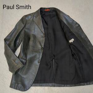 極美品 希少色 Paul Smith ポールスミス レザージャケット テーラードジャケット 羊革 ラムレザー M 高級レザー メンズ 本革