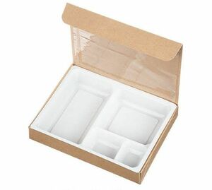 使い捨て弁当容器　紙BOX一体型70-55クラフト/中仕切C-1白　100セット