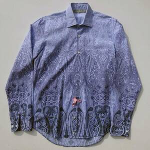  postage included Italy made corporation Etro Japan Etro ETRO total pattern design shirt long sleeve dress shirt peiz Lee Italy made feeling of luxury men's S