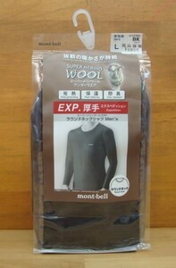 新品mont-bell(モンベル) スーパーメリノウール EXP. ラウンドネックシャツ Men's ブラック(BK) XL