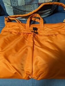 ナイロンヘルメットバッグ　ALPHA製　オレンジ　美品　トートバッグ