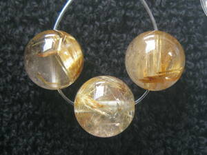 0 free shipping * natural stone & Gold rutile quartz ^ circle sphere!9.8mm!3 bead!!!!!!