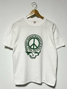 2001★FREE TIBET 自由チベット 人権団体 グレイトフルデッド スカル PEACE/ピースマーク Tシャツ ホワイト M ビンテージ