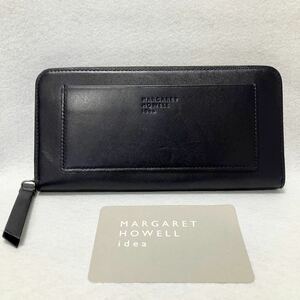 W196 未使用 MARGARET HOWELL idea マーガレットハウエルアイデア ラウンドファスナー 長財布 財布 レディース ダークネイビー系