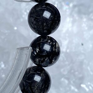 即決 0112k993 天然水晶【20Aブラックルチル】黒針ブレス 8.8mm（新品）の画像8