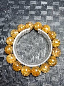 即決 0113L178 極美品★【80A黄金タイチンルチル】★ブレス 13-13.8mm（新品）