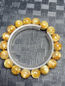 即決 0113L176 天然美品★【65A黄金タイチンルチル】★ブレス 11-11.5mm（新品）