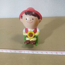 千葉銀行 ちばぎん ひまわりちゃん ソフビ貯金箱 高さ約8㎝ 未チェック 詳細不明 ジャンク扱い _画像1