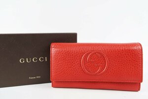 【新品同様・未使用】GUCCI グッチ ソーホー GG 長財布 レザー オレンジ系 282414・2184【QD39】