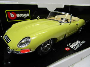 Jaguar E-Type 1/18 ジャガー Eタイプ ロードスター GB ROADSTER 英国名車 Made in Italy クリームイエロー イタリア製ブラーゴ 当時物 V12