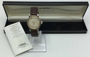 F58☆【AT/稼働】ORIS オリス ビッククラウン ポインターデイト 7400B シルバー文字盤 裏スケ メンズ腕時計 現状品 ☆