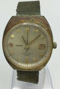 S71☆【AT/不動品】RADO MARCO POLO ラドー マルコポーロ 自動巻き ゴールド系文字盤 ※リューズ難有り メンズ腕時計 ジャンク 現状品 ☆