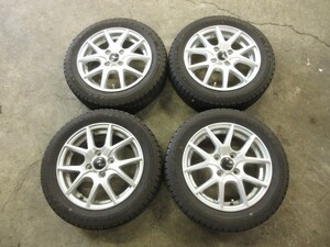 155/65R14 スタッドレス DUNLOP WINTERMAXX 8分山 社外 アルミホイール付 14×4.5J 4穴 PCD100 +45 タント ムーヴ ワゴンR 軽自動車に