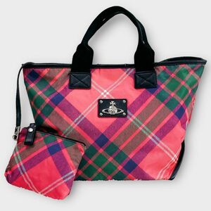 【レア】vivienne westwood ヴィヴィアンウエストウッド ハンドバッグ トートバッグ チェック オーブ ポーチ ピンク PINK レディース