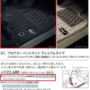 ■ホンダ N-BOX SLASH用 純正フロアカーペットマット エクステンションマット付(サウンドマッピングシステム装備車用)(TDE-D10A)の画像1