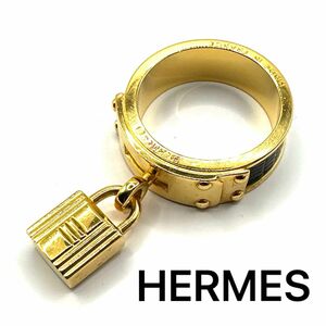 HERMES ケリーHカデナ スカーフ リング リザード レザー エルメス ブラック ゴールド レディース メンズ ブランド