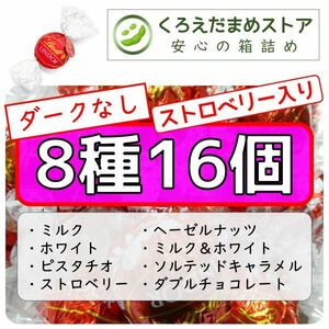 【箱詰・スピード発送】8種16個 リンツ リンドール アソート ダークなし チョコレート ジップ袋詰 ダンボール箱梱包 送料無料 くろえだまめ