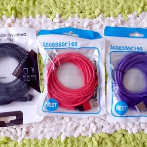 新型 540°光るマグネット充電ケーブル 1m×3色セット