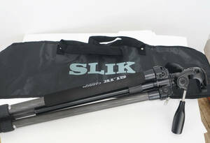 SLIK CARBON E73 スリック ライトカーボン SH-705E カメラ 三脚 雲台セット ソフトケース付き 中古美品