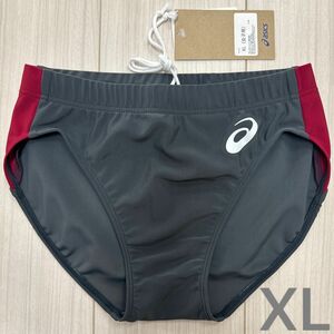 アシックス　女子陸上レーシングショーツ　XLサイズ　ダークグレー×エンジ　新品