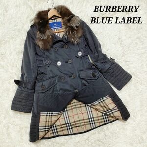 BURBERRY BLUE LABEL　バーバリーブルーレーベル　トレンチコート　ノバチェック　フォックスファー　レディース