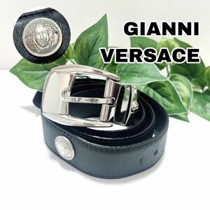 【美品】GIANNI VERSACE ベルト レザー スタッズ メデューサ 黒