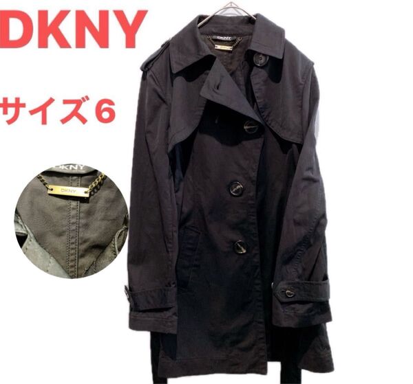 DKNY トレンチコート 黒 無地 コート DKNYダナキャランニューヨーク ライトアウター ブラック