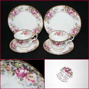 [ROYAL ALBERT/ Royal Albert ]AUTUMN ROSES[18cm plate 2 sheets attaching pair cup & saucer ]{ used } England / records out of production / Trio //BVT3565