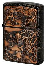 Zippo ジッポライター RISE METAL ライズメタル 乱糸塗り 赤龍 金乱糸 黒_画像1