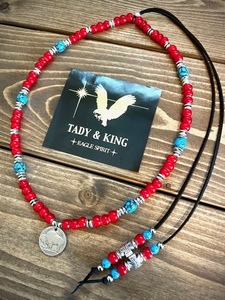 ★TADY&KING タディ&キング 購入 ホワイトハーツ 上質ターコイズ付 ネックレス一連 ゴローズ goros 鷲見太郎 ケンキクチ ウイングロックA12