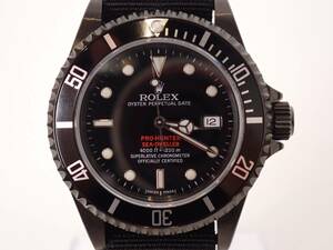 美品 ROLEX ロレックス×プロハンター シードゥエラー 16600 メンズ 自動巻 時計 黒塗り