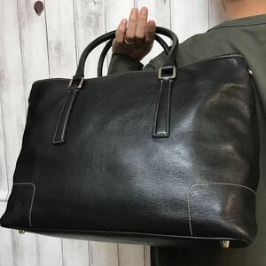 1円【極美品】コーチ coach トートバッグ ハンドバッグ メンズ ビジネス 肩掛け 大容量 A4 書類かばん 黒 ブラック レザー 本革