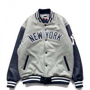 未使用品 Fanatics ファナティクス MLB New York Yankees ニューヨークヤンキース スタジャン メルトンJK L グレー×ネイビー