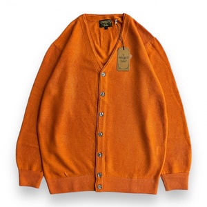 未使用 UNIVERD72 ユニバード BRUSHED LINING CARDIGAN 表起毛 カーディガン 22071 アクリル ニット セーター Vネック 古着 L オレンジ