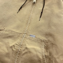 80s USA製 100周年モデル Carhartt カーハート 裏サーマル ダック アクティブジャケット ジップパーカー VINTAGE 古着 M相当 ベージュ_画像6