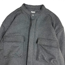 美品 19AW 日本製 SEEALL シーオール MILITARY SHIRTS ミリタリー シャツ SAM91 SH401 長袖 ウール ノーカラー シャツ 46 グレー 灰_画像2