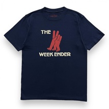 未使用 16年製 STANDARD CALIFORNIA スタンダード カリフォルニア THE WEEKENDER LOGO T-SHIRT 半袖 プリント ロゴ Tシャツ M ネイビー_画像1