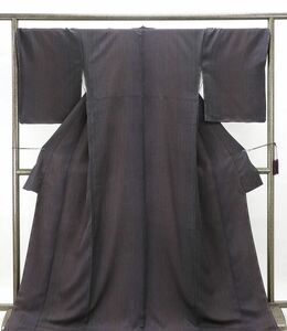 小紋 未着用美品 正絹 縦縞模様 身丈172cm 裄丈69.5cm 小紋 未使用 新古品 着物 カジュアル c0271